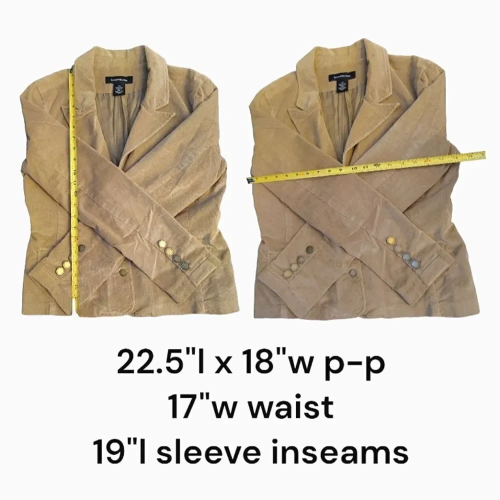 VTG Calvin Klein Beige Corduroy‎ Single Breasted Blazer Large *fits like Medium